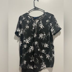 Black with white flowers